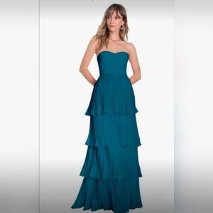Prom Dress New Elegant Teal Strapless Tiered Dress